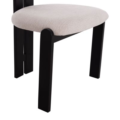 DINING CHAIR KARVO HM18252.02 FABRIC IN CREAM WHITE--WOOD IN BLACK 57x50x78.5Hcm.