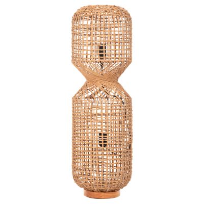 FLOOR STANDING LAMP HM4359 METAL-PAPER ROPE IN BROWN- 2 LIGHT BULBS Φ25x78.5Hcm.