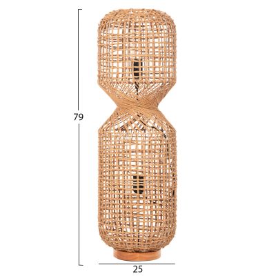 FLOOR STANDING LAMP HM4359 METAL-PAPER ROPE IN BROWN- 2 LIGHT BULBS Φ25x78.5Hcm.