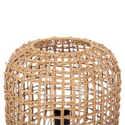 FLOOR STANDING LAMP HM4359 METAL-PAPER ROPE IN BROWN- 2 LIGHT BULBS Φ25x78.5Hcm.