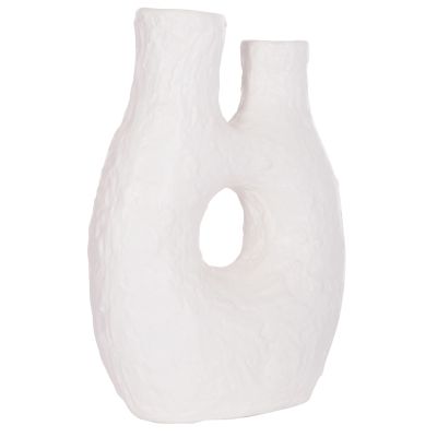DECORATIVE TABLE VASE NAMENTIS HM4665.02L TERRACOTA IN WHITE COLOR--27x13.5x37Hcm.