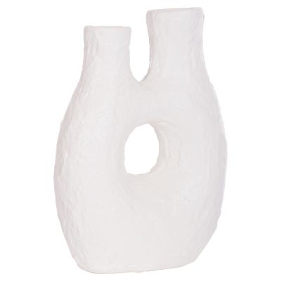 DECORATIVE TABLE VASE NAMENTIS HM4665.02L TERRACOTA IN WHITE COLOR--27x13.5x37Hcm.