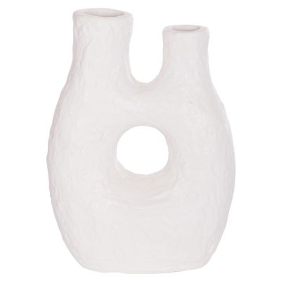 DECORATIVE TABLE VASE NAMENTIS HM4665.02L TERRACOTA IN WHITE COLOR--27x13.5x37Hcm.