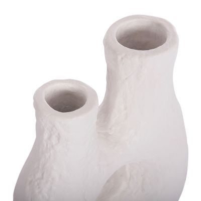 DECORATIVE TABLE VASE NAMENTIS HM4665.02L TERRACOTA IN WHITE COLOR--27x13.5x37Hcm.