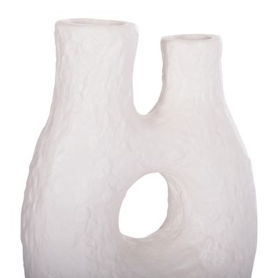 DECORATIVE TABLE VASE NAMENTIS HM4665.02L TERRACOTA IN WHITE COLOR--27x13.5x37Hcm.