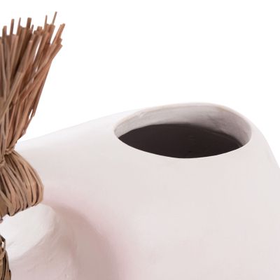 TABLE DECORATIVE VASE ALICA2 HM4671.02 TERRACOTA IN BLACK & GRASS--44x18x50Hcm.