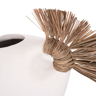 TABLE DECORATIVE VASE ALICA2 HM4671.02 TERRACOTA IN BLACK & GRASS--44x18x50Hcm.
