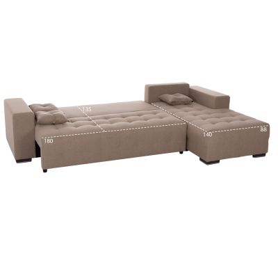 CORNER SOFA-BED WITH STORAGE SPACE TRENDSTON HM3302.03R BEIGE FABRIC 298x177x95Hcm.