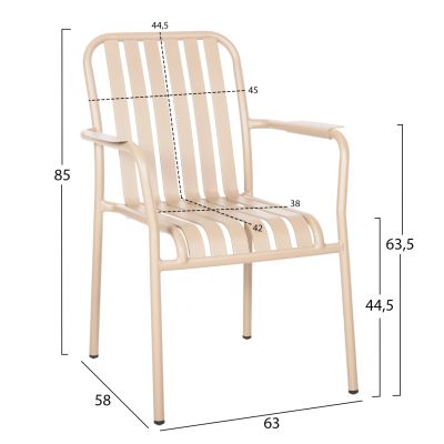 ALUMINUM ARMCHAIR RACHEL HM6088.04 CHAMPAGNE COLOR 63x58x85Hcm.