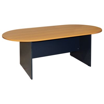 CONFERENCE OVAL DESK SIENNA HM2134.01 MELAMINE IN ANTHRACITE-TOP IN OAK 240x120x75Hcm.