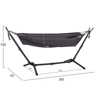 HAMMOCK CRAVE HM6304.01 ANTHRACITE METAL FRAME-DARK GREY FABRIC 265x93x105Hcm.