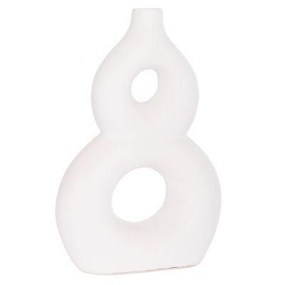 TABLE DECORATIVE VASE FIORIN HM4666.02S TERRACOTA IN WHITE--21x7.5x31Hcm.
