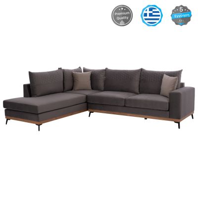 MESINA corner sofa, gray, high leg, 2pcs, left corner, stain-resistant and water-repellent fabric