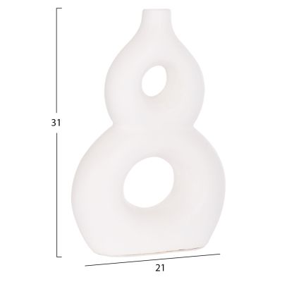TABLE DECORATIVE VASE FIORIN HM4666.02S TERRACOTA IN WHITE--21x7.5x31Hcm.