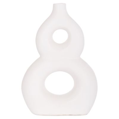 TABLE DECORATIVE VASE FIORIN HM4666.02S TERRACOTA IN WHITE--21x7.5x31Hcm.