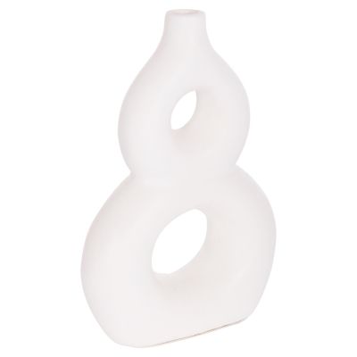 TABLE DECORATIVE VASE FIORIN HM4666.02S TERRACOTA IN WHITE--21x7.5x31Hcm.