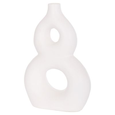 TABLE DECORATIVE VASE FIORIN HM4666.02S TERRACOTA IN WHITE--21x7.5x31Hcm.