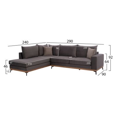 MESINA corner sofa, gray, high leg, 2pcs, left corner, stain-resistant and water-repellent fabric