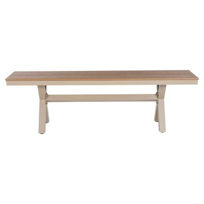 АЛУМИНИЕВА ПЕЯ TAWNEE HM6038.04 ЦВЯТ ШАМПАНСКО- СЕДАЛКА ОТ ПОЛИДЪРВО В ЦВЯТ НАТУРАЛНО ДЪРВО 150x36x45Hcm.