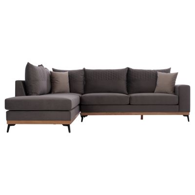 MESINA corner sofa, gray, high leg, 2pcs, left corner, stain-resistant and water-repellent fabric