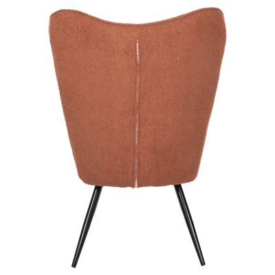 ARMCHAIR WITH FOOTSTOOL CRAWLEY HM8918.22 ORANGE BOUCLE FABRIC-BLACK METAL LEGS 70x74x105Hcm.