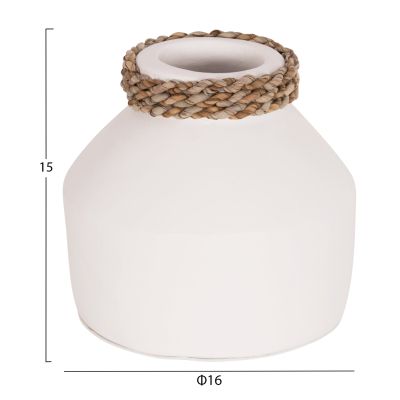 TABLE DECORATIVE VASE CAMMER HM4687.02XS TERRACOTA IN WHITE--Φ16x15Hcm.