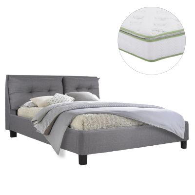BED WITH MATTRESS BILLIE HM21284.03 GREY FABRIC--FOR MATTRESS 160x200cm