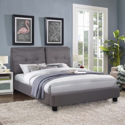BED WITH MATTRESS BILLIE HM21284.03 GREY FABRIC--FOR MATTRESS 160x200cm