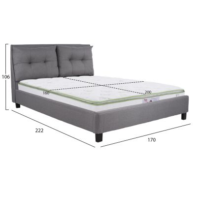 BED WITH MATTRESS BILLIE HM21284.03 GREY FABRIC--FOR MATTRESS 160x200cm