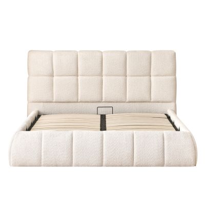 DOUBLE BED EDDY HM731.03 BEIGE BOUCLE & STORAGE SPACE--FOR MATTRESS 160x200cm.