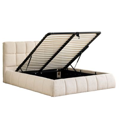 DOUBLE BED EDDY HM731.03 BEIGE BOUCLE & STORAGE SPACE--FOR MATTRESS 160x200cm.