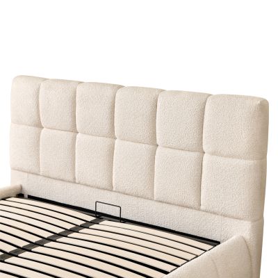 DOUBLE BED EDDY HM731.03 BEIGE BOUCLE & STORAGE SPACE--FOR MATTRESS 160x200cm.