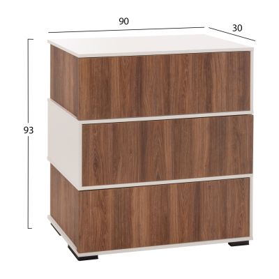 SHOE RACK 3 LEVELS MIRABELL HM8938.11 MELAMINE IN WALNUT-WHITE 90Χ30Χ93Hcm.