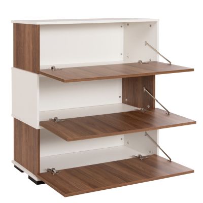 SHOE RACK 3 LEVELS MIRABELL HM8938.11 MELAMINE IN WALNUT-WHITE 90Χ30Χ93Hcm.