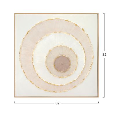 WALL PAINTING HM4559 WITH BEIGE PS FRAME-CANVAS CIRCLES 82x4,5x82Hcm.
