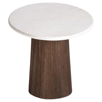 DINING TABLE OVAL PURGER HM9715 SOLID MANGO WOOD-WHITE MARBLE 180x90x76Hcm.