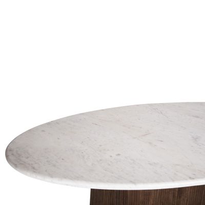 DINING TABLE OVAL PURGER HM9715 SOLID MANGO WOOD-WHITE MARBLE 180x90x76Hcm.