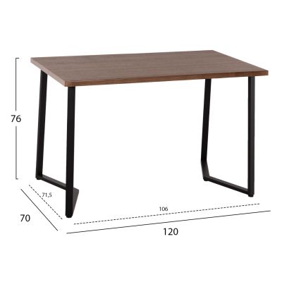 DINING SET JAY 5PCS HM9529.01 WALNUT COLORED TABLE-GREY FABRIC CHAIRS 120x70x76Hcm.