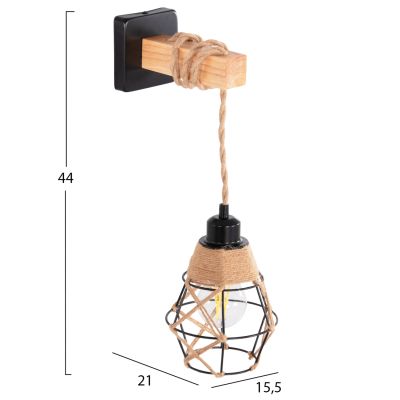 WALL SCONCE KINAN HM4466 METAL-ROPE 15.5x21x44Hcm.