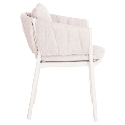 DINING CHAIR SHANKS HM6207.02 CREAM WHITE ALUMINUM & BEIGE OLEFIN FABRIC 63x60.5x75-77Hcm.