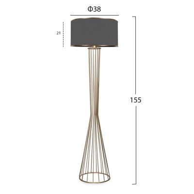 FLOOR STANDING LAMP HM7580.01 GOLDEN BEAM PILLAR, DARK GREY CAP