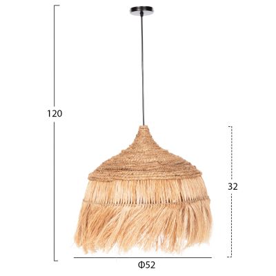 ВИСУЛКА ЗА ТАВАН С ШАПКА ОТ ВЛАКНА АБАКА В ЕСТЕСТВЕН ЦВЯТ Φ52x32-120Hcm.HM7777