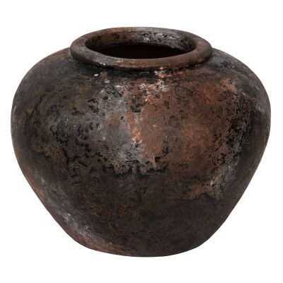 DECORATIVE VASE HM4195 TERRACOTTA IN ANTIQUE ANTHRACITE COLOR Φ35x27Hcm.