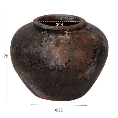 DECORATIVE VASE HM4195 TERRACOTTA IN ANTIQUE ANTHRACITE COLOR Φ35x27Hcm.