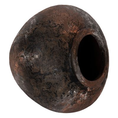 DECORATIVE VASE HM4195 TERRACOTTA IN ANTIQUE ANTHRACITE COLOR Φ35x27Hcm.