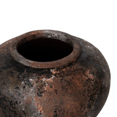 DECORATIVE VASE HM4195 TERRACOTTA IN ANTIQUE ANTHRACITE COLOR Φ35x27Hcm.