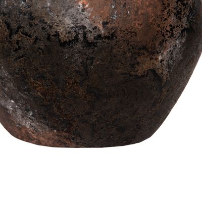 DECORATIVE VASE HM4195 TERRACOTTA IN ANTIQUE ANTHRACITE COLOR Φ35x27Hcm.