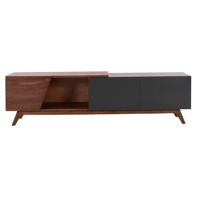 TV CABINET HUDSON HM9748 MDF WITH WALNUT VENEER IN WALNUT AND DAREK GREY COLOR 180x40x50Hcm.