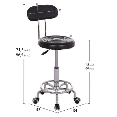 OFFICE DESIGNER'S SWIVEL STOOL IRIS HM211.21 BLACK PU 34x43x86.5Hcm.