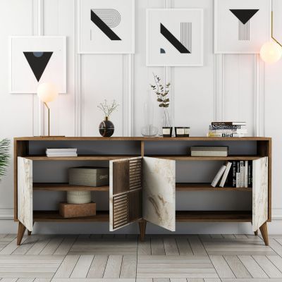 КОМПОЗИЦИЯ ЗА ХОЛ HM11845.03 3БР. ОРЕХ-БЯЛ МРАМОР ВИД